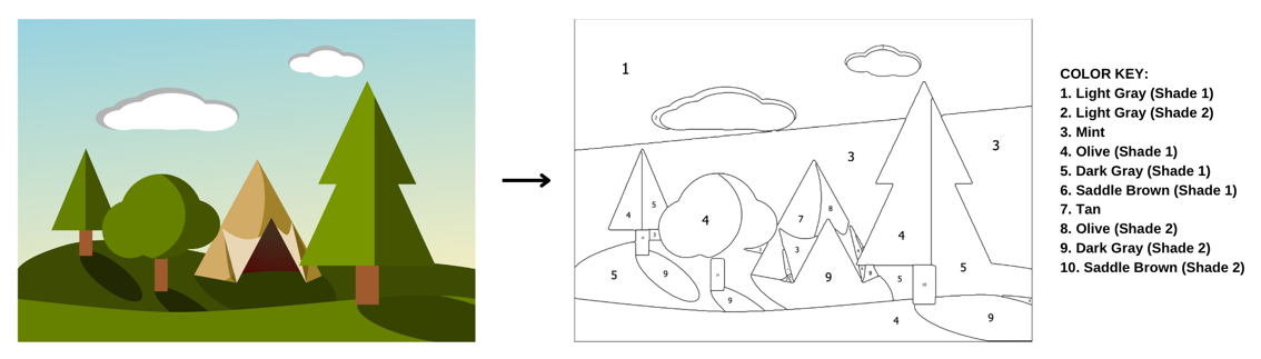 An image transformed into a Paint by Numbers activity
