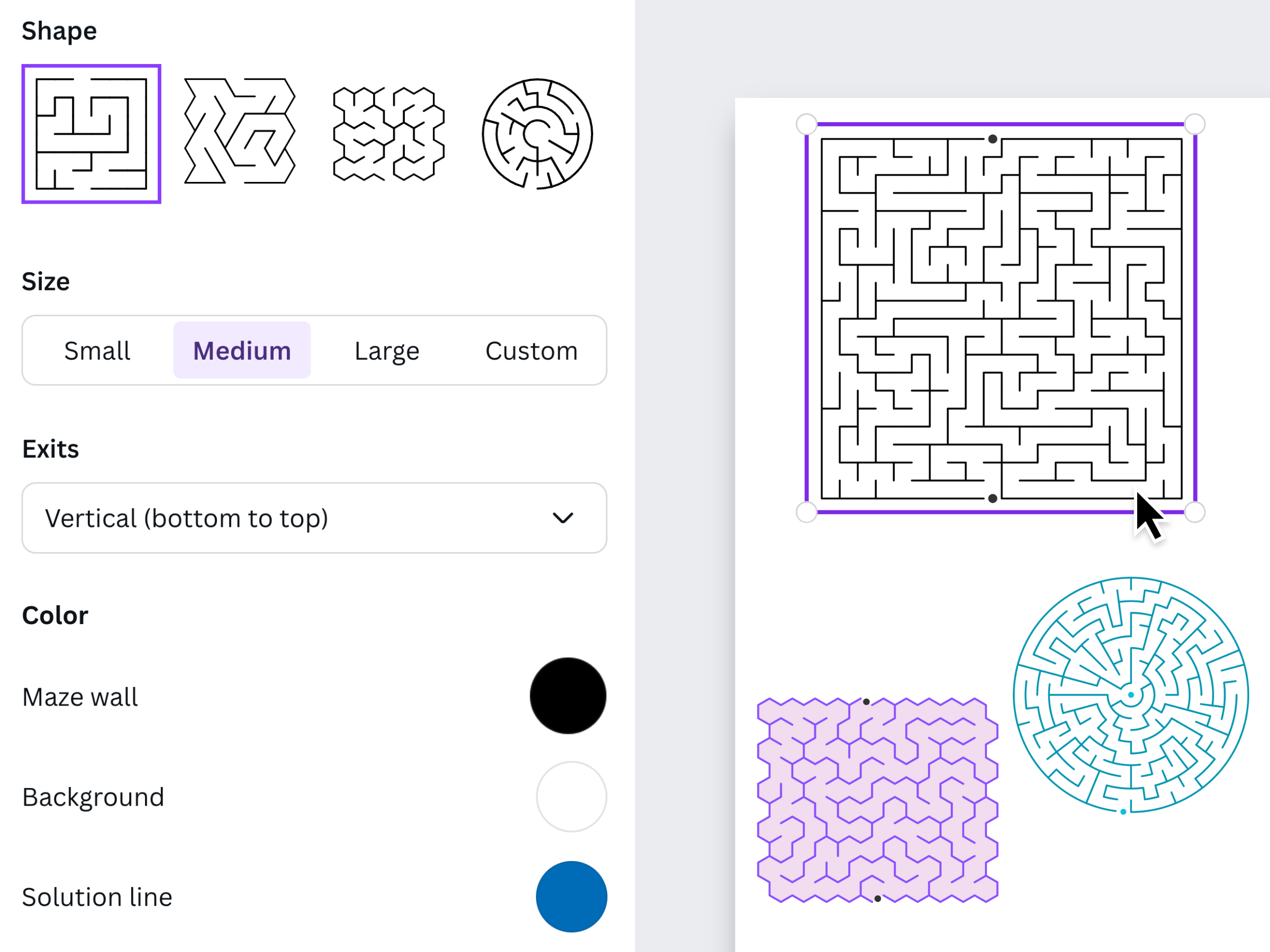 Maze Maker Pro panel in Canva