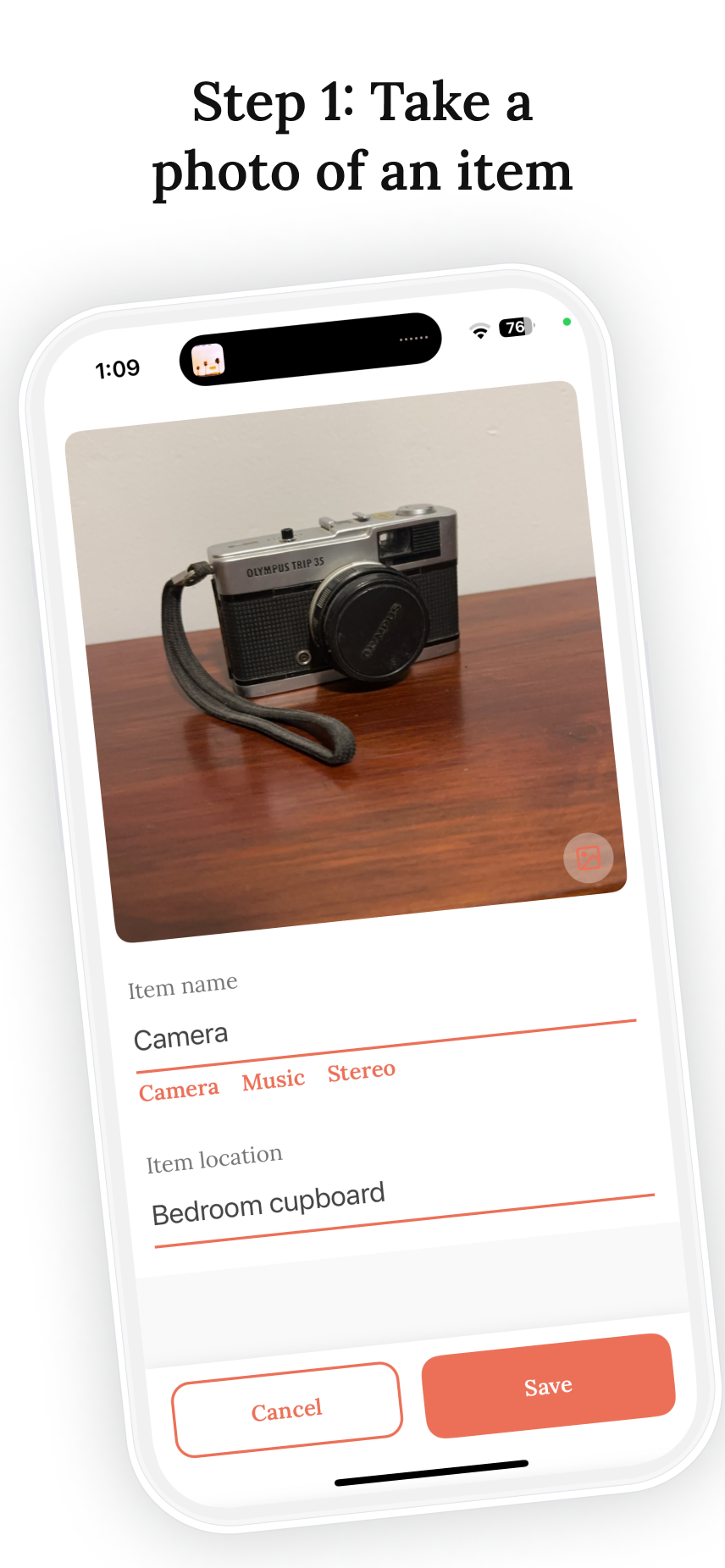 Step 1: Take a photo of an item