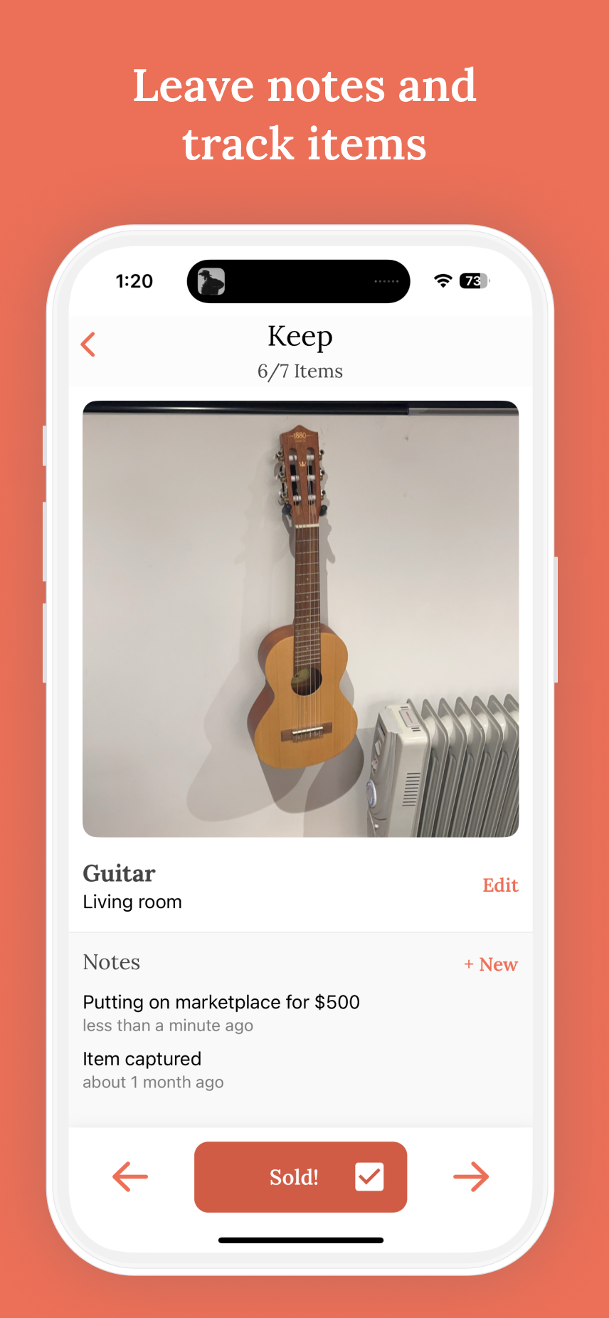Leave notes and track items